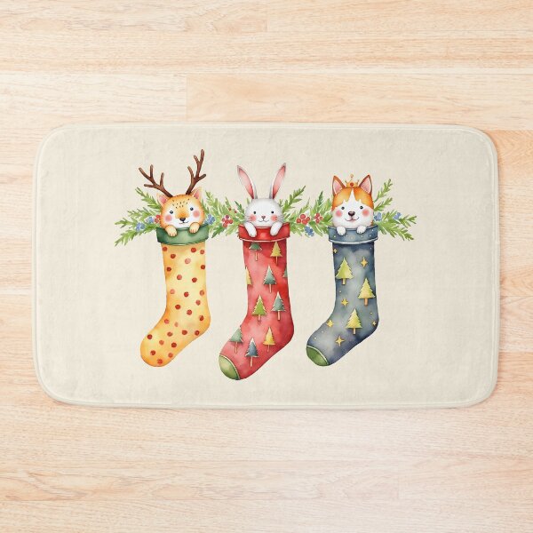 Item preview, Animal Stockings Christmas Coquette Watercolor designed and sold by Magnolia Valley Art.