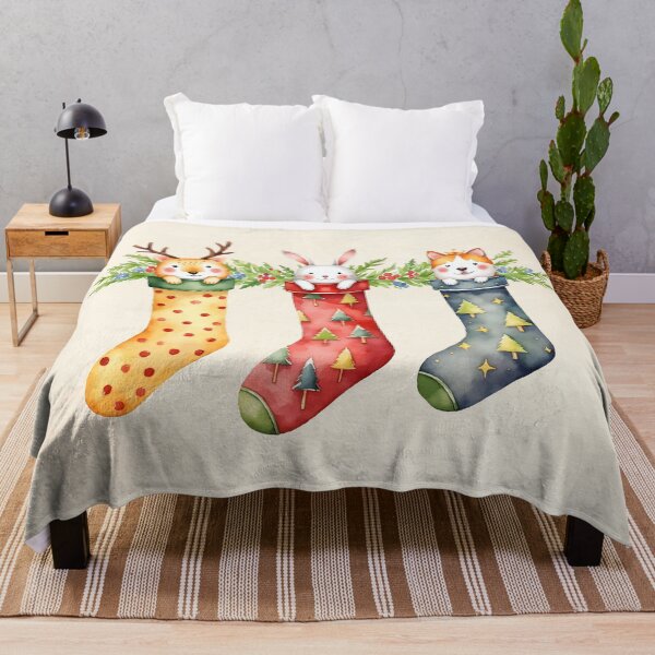 Item preview, Animal Stockings Christmas Coquette Watercolor designed and sold by Magnolia Valley Art.