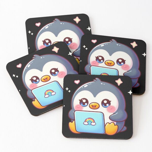 Item preview, Kawaii Penguin with Rainbow Laptop designed and sold by Cuteartistbe.