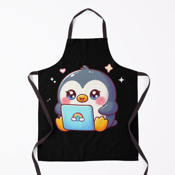 Item preview, Kawaii Penguin with Rainbow Laptop designed and sold by Cuteartistbe.