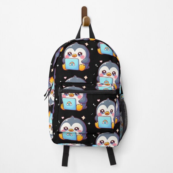Item preview, Kawaii Penguin with Rainbow Laptop designed and sold by Cuteartistbe.