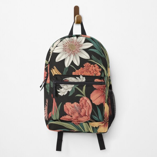 Item preview, Colorful Blooming Flowers – Abundant Botanical Design on Black designed and sold by ArtBySylvia.