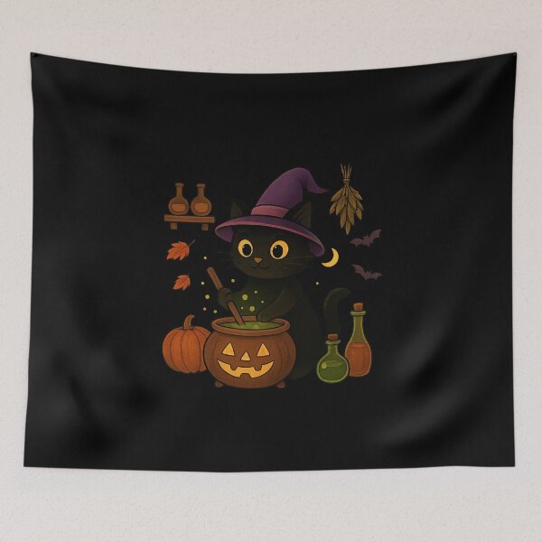 Item preview, Magical Witch Cat Brewing Potions in Cozy Cottage designed and sold by teevoxx.