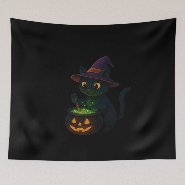 Item preview, Magical Witch Cat Brewing Potions in Cozy Cottage designed and sold by teevoxx.