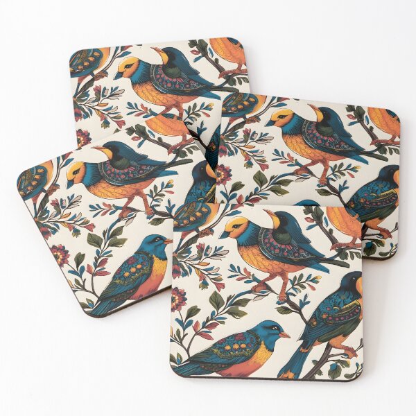 Item preview, Traditional Indian Bagh Print Birds Design – Authentic Handcrafted Style Artwork designed and sold by Haus Of K.