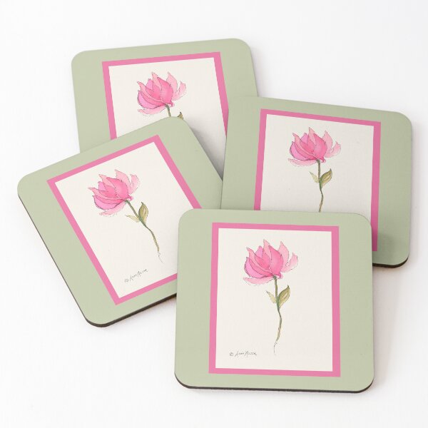 Item preview, Scarlet Bloom - watercolor and pen designed and sold by Annie Mason Art.