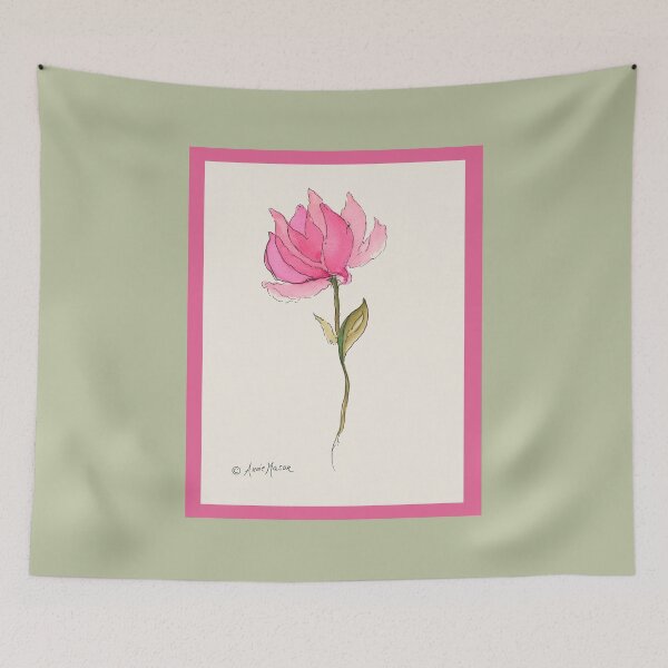 Item preview, Scarlet Bloom - watercolor and pen designed and sold by Annie Mason Art.