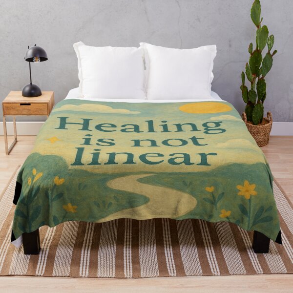 Item preview, Healing Is Not Linear – Artistic Hand-Painted Inspirational Quote Design designed and sold by ArthUpscale.