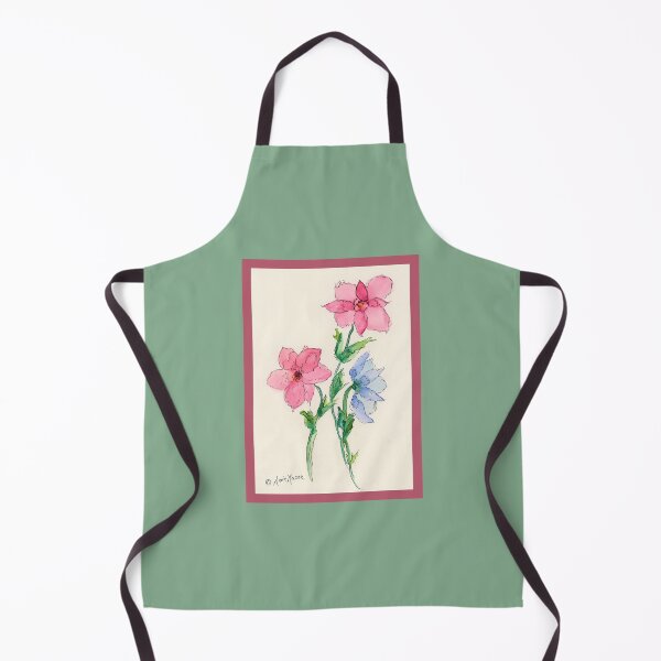 Item preview, Ruby and Blue Blooms - watercolor and pen designed and sold by Annie Mason Art.