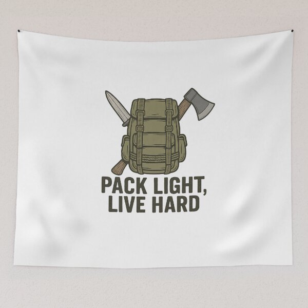 Item preview, Pack Light, Live Hard – Survival Backpack & Axe Design designed and sold by ArcadiaSilence.