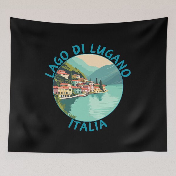 Item preview, Lago Di Lugano in Italy/Switzerland, Retro Travel Art Circle Emblem designed and sold by MaateoDesign.