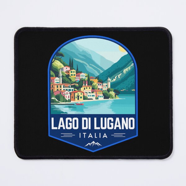 Item preview, Lago Di Lugano in Italy-Switzerland Vintage Travel Art Badge designed and sold by MaateoDesign.