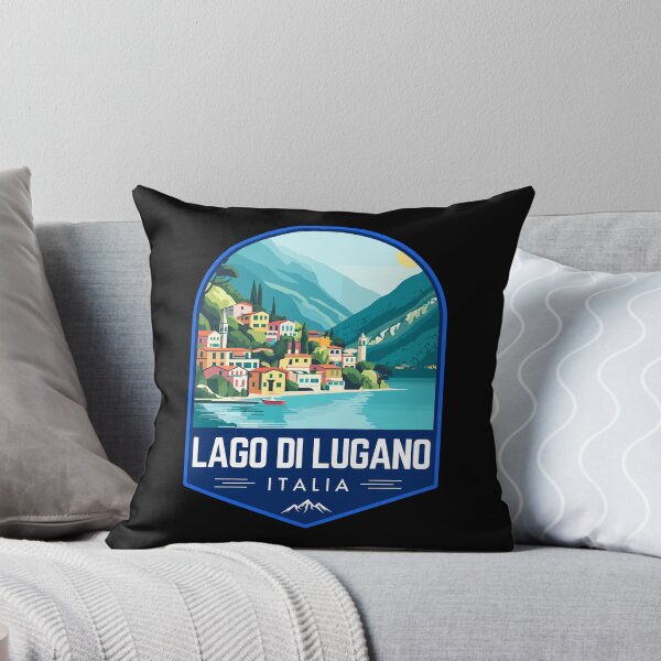 Item preview, Lago Di Lugano in Italy-Switzerland Vintage Travel Art Badge designed and sold by MaateoDesign.