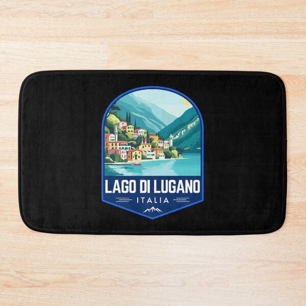 Item preview, Lago Di Lugano in Italy-Switzerland Vintage Travel Art Badge designed and sold by MaateoDesign.