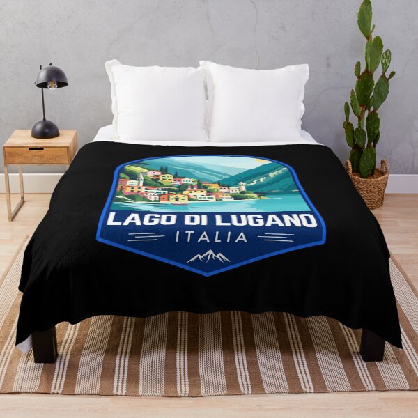 Item preview, Lago Di Lugano in Italy-Switzerland Vintage Travel Art Badge designed and sold by MaateoDesign.