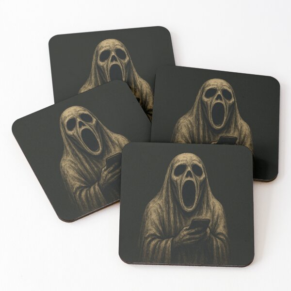 Item preview, Screaming Ghost with Phone – Creepy Distorted Spirit in Grunge Style designed and sold by Meandmyshop.