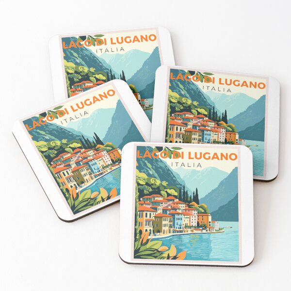 Artikelvorschau, Lago Di Lugano in Italien-Schweiz, Vintage Kunst Reiselandschaft entworfen und verkauft von MaateoDesign.
