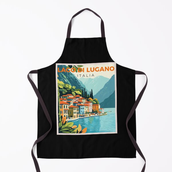 Artikelvorschau, Lago Di Lugano in Italien-Schweiz, Vintage Kunst Reiselandschaft entworfen und verkauft von MaateoDesign.