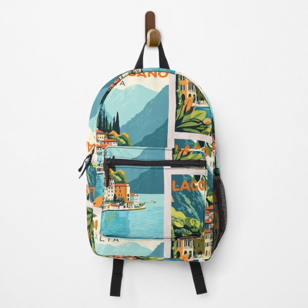 Item preview, Lago Di Lugano in Italy-Switzerland, Vintage Art Travel Landscape designed and sold by MaateoDesign.