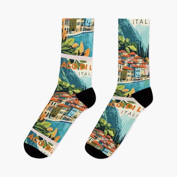 Item preview, Lago Di Lugano in Italy-Switzerland, Vintage Art Travel Landscape designed and sold by MaateoDesign.