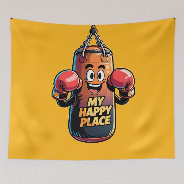 Item preview, My Happy Place Boxing Bag Cartoon – Funny Gym Workout Design designed and sold by JaelTees.
