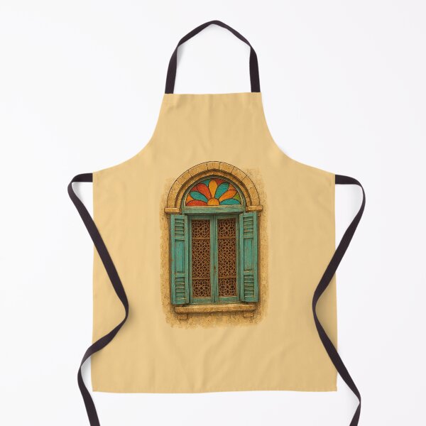 Item preview, Retro Levantine Vintage Window – Colorful Stained Glass & Shutters designed and sold by Sabbara.