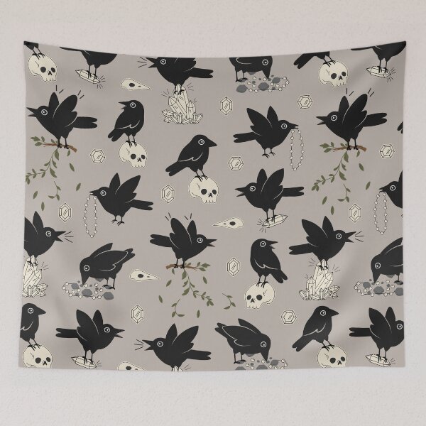 Item preview, jewel theives - cute crows | muted gray designed and sold by Becca Alessi.
