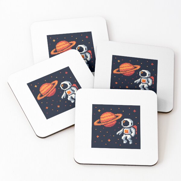 Item preview, Retro pixel art astronaut floating in space designed and sold by BitCafeAI.