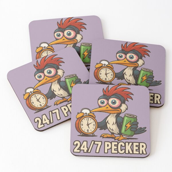 Item preview, 24/7 PECKER – Funny Cartoon Woodpecker Meme designed and sold by OxiSkor.