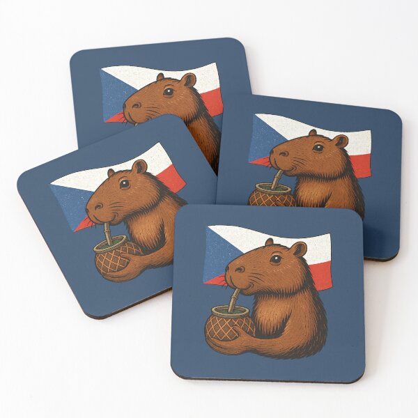 Item preview, Cute Capybara Drinking Yerba Mate – Czech Republic Flag Edition designed and sold by flamini.