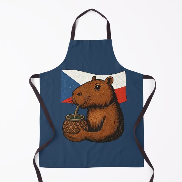 Item preview, Cute Capybara Drinking Yerba Mate – Czech Republic Flag Edition designed and sold by flamini.
