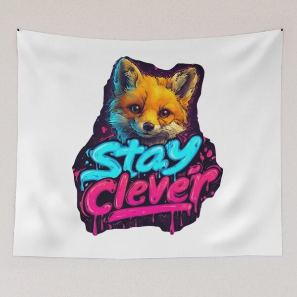 Item preview, Stay Clever Fox – Colorful Graffiti Drip Animal Art designed and sold by AlexLineArt.