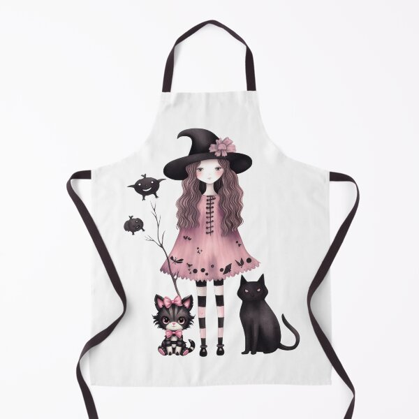 Item preview, Cute Pastel Witch Girl with Cats – Kawaii Halloween Illustration designed and sold by Wild Whiskers Studio.