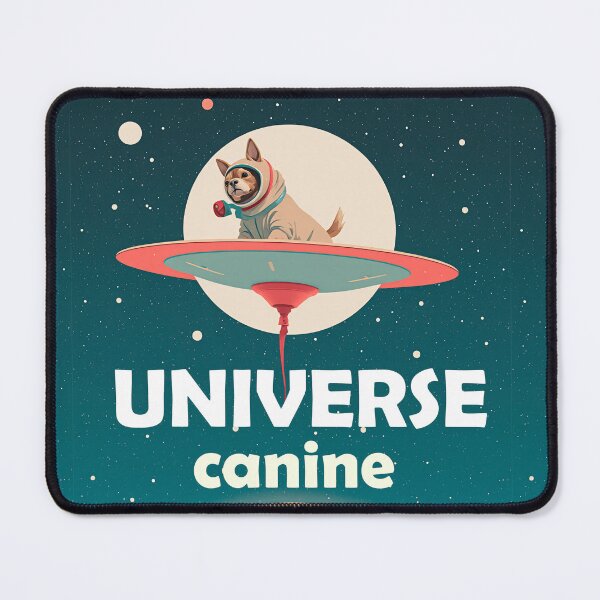 Item preview, Space Dog Universe, Funny Astronaut Canine in UFO, Retro Sci-Fi Art designed and sold by Artegil89.