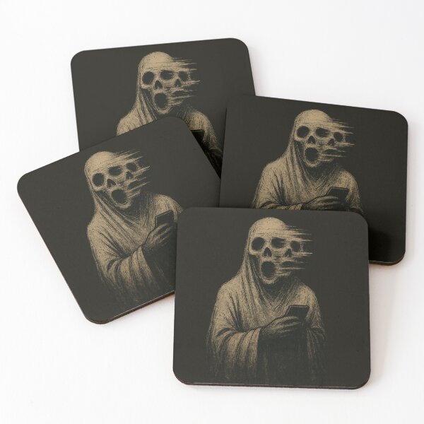 Item preview, Glitched Creepy Ghost with Phone in Grunge Horror Style designed and sold by Meandmyshop.