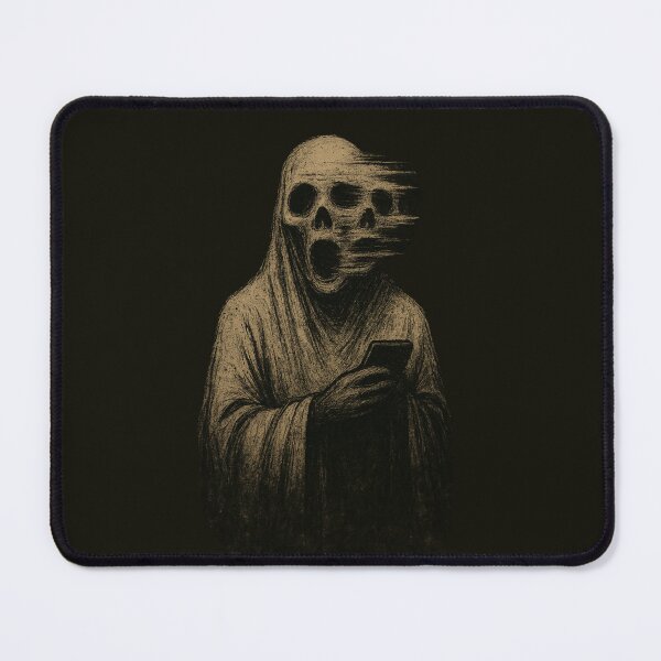 Item preview, Glitched Creepy Ghost with Phone in Grunge Horror Style designed and sold by Meandmyshop.
