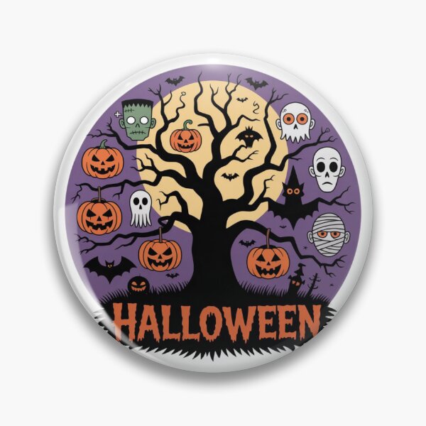 Artikelvorschau, Gruseliger Baum mit Halloween-Figuren und Vollmond entworfen und verkauft von MoniaZ.