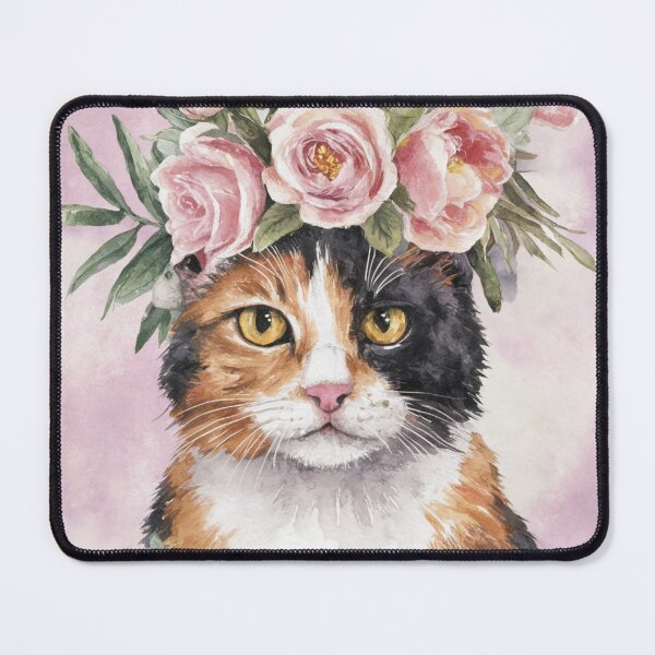 Item preview, Watercolor Calico Cat with Floral Crown designed and sold by theartfulaspie.