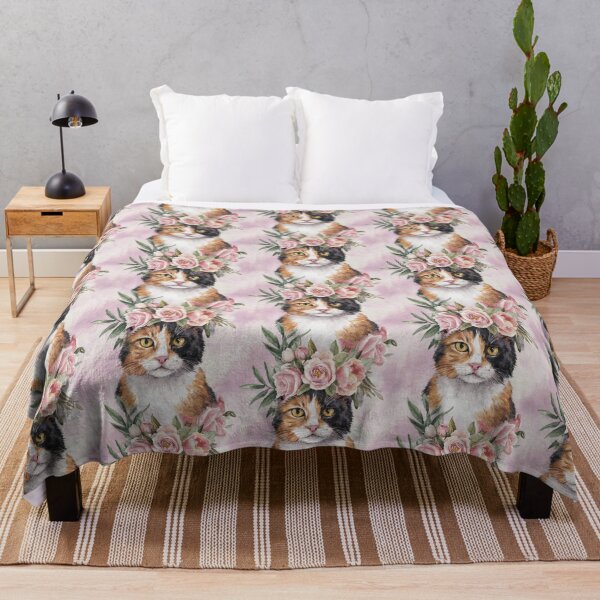 Item preview, Watercolor Calico Cat with Floral Crown designed and sold by theartfulaspie.