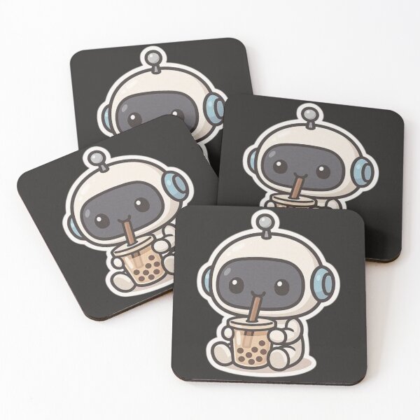 Item preview, Kawaii Robot Drinking Bubble Tea designed and sold by StudioKarim.