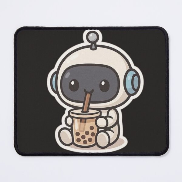 Item preview, Kawaii Robot Drinking Bubble Tea designed and sold by StudioKarim.