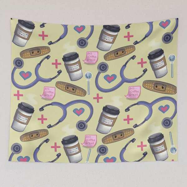 Item preview, Nurse Coffee Break Pattern – Cute Medical Coffee Seamless Design designed and sold by Dee-Stroud.