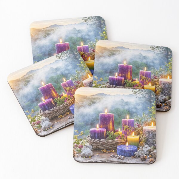 Item preview, Mystical Magical Tranquil Candles in Mountains with Mist designed and sold by Stephanie Laird.