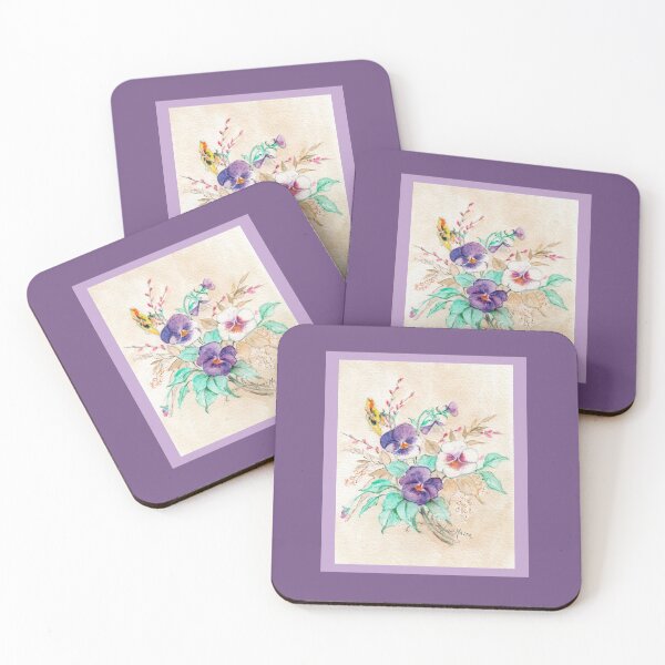 Item preview, Pansies Bouquet - watercolor painting designed and sold by Annie Mason Art.