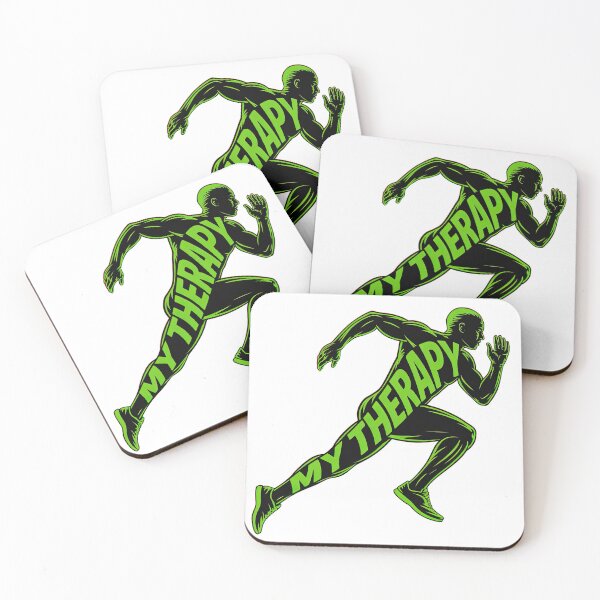 Item preview, My Therapy Running – Motivational Green Runner Design designed and sold by JaelTees.