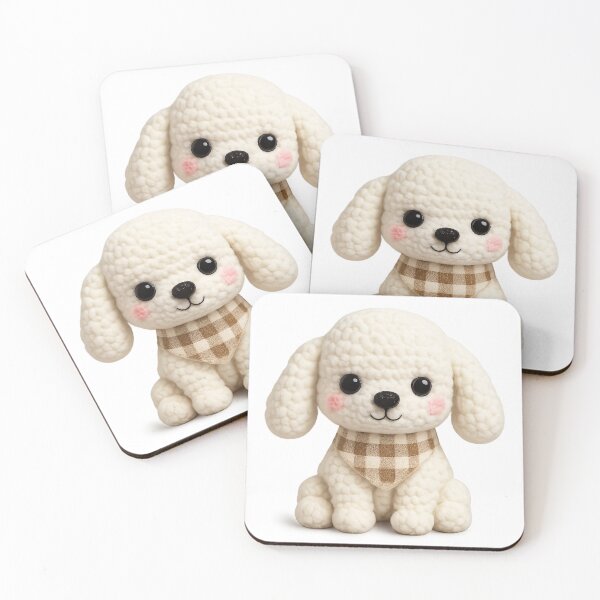 Item preview, Cute Amigurumi Puppy Plush – Kawaii Crochet Dog Toy designed and sold by Tiny Stitch World.