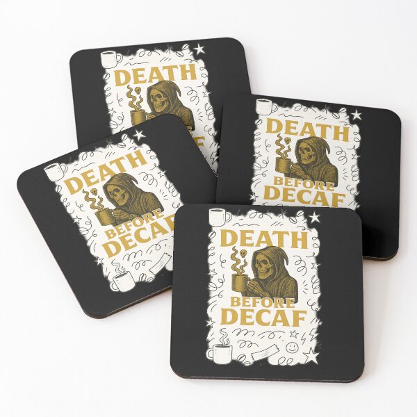 Item preview, Death Before Decaf – Doodle Coffee Skull Edition designed and sold by Camp Chaos by Wharf Wreckers.