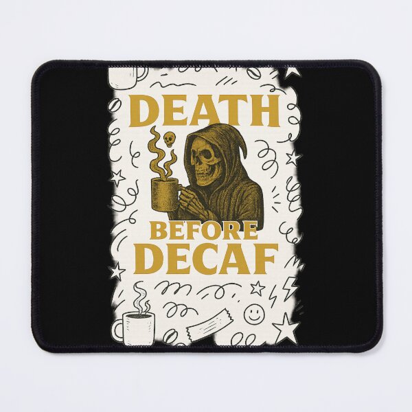 Item preview, Death Before Decaf – Doodle Coffee Skull Edition designed and sold by Camp Chaos by Wharf Wreckers.