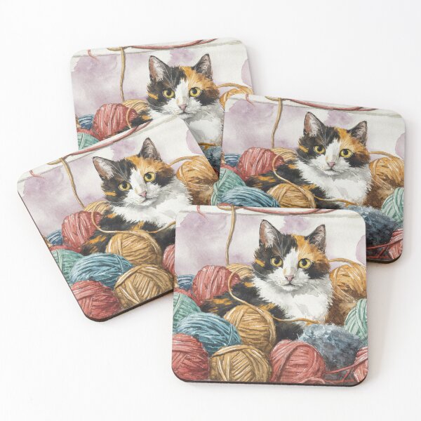 Item preview, Crafty Calico Cat with Yarn designed and sold by theartfulaspie.