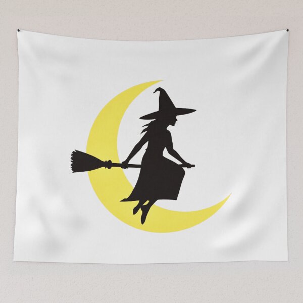 Item preview, “Witch on the Crescent Moon – Minimal Halloween Magic” designed and sold by Bareradesigns.